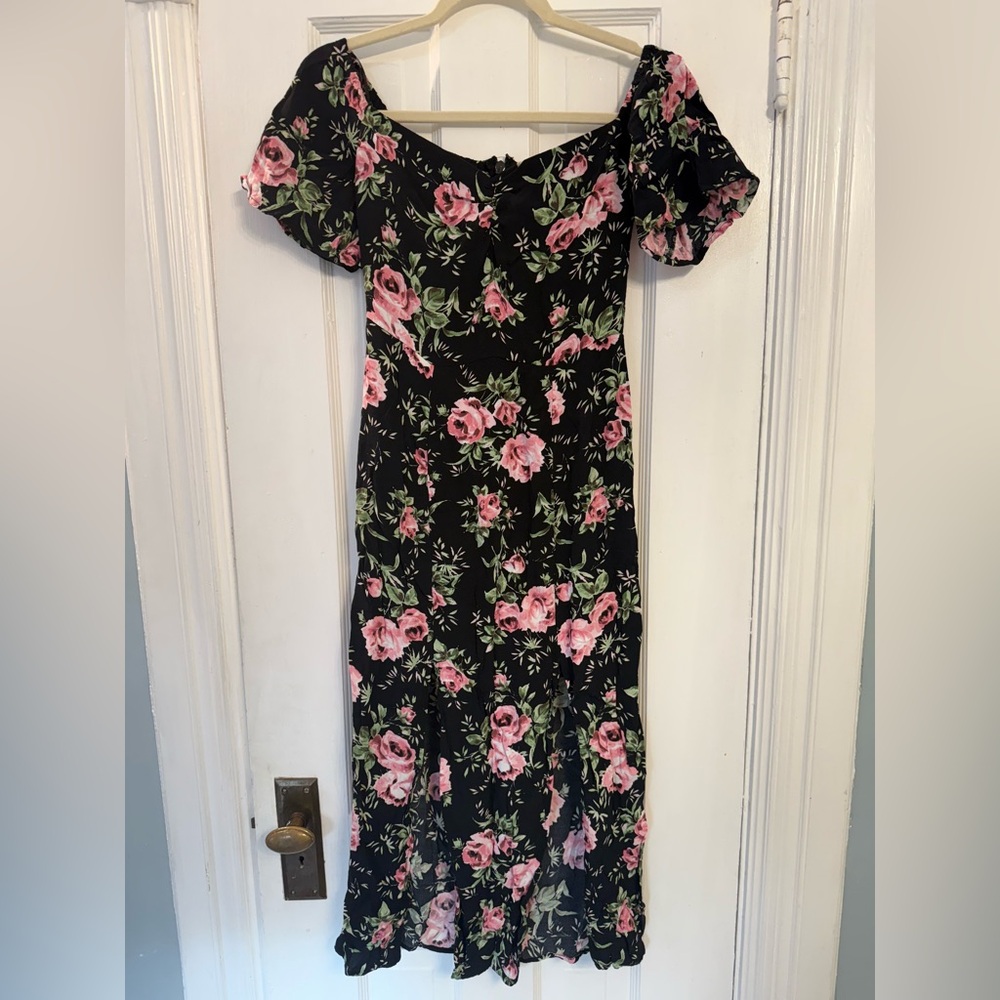Topshop Floral Off-Shoulder Midi Dress Size 4